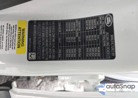 2021 Land Rover Discovery Sport S z USA, uszkodzony, nr VIN SALCJ2FX3MH903236